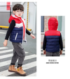 Red Blue Sleeveless Hooded Puffer Jacket 9747