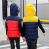 Red Blue Sleeveless Hooded Puffer Jacket 9747