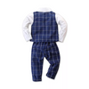 Vest Check Blue Suiting Set 10083