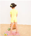 Sweet Cat Yellow one Piece High Elastic Swimsuit with Cap 10891