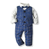 Vest Check Blue Suiting Set 10083