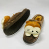 MASHI Brown Stuffed Rubber Sole Warm Cotton Winter Slippers 4413