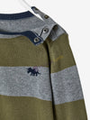 VRB Dinosaur Green Grey Stripes Sweater 9011